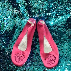 Pink Ballet Flats with Floral Design